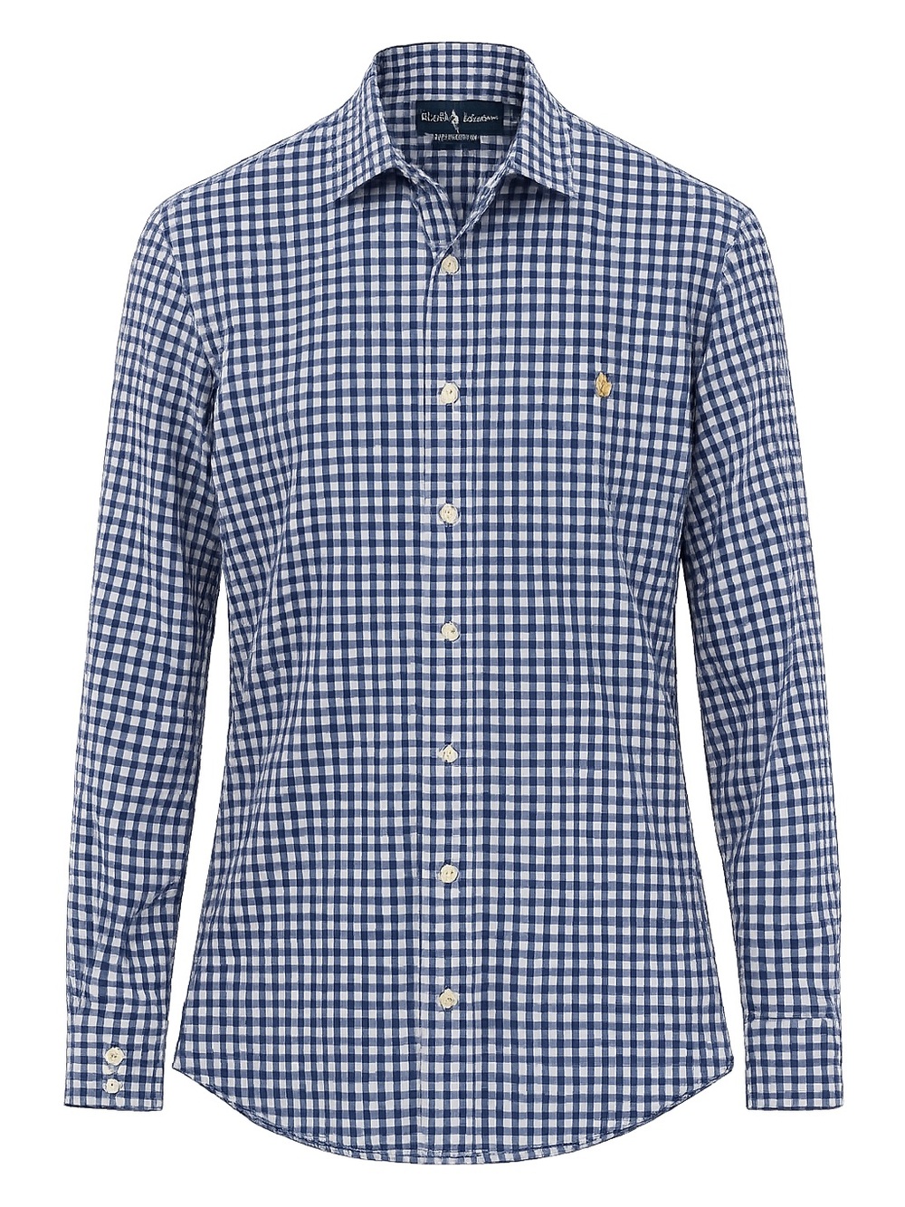 Ralph Lauren Blue & White Gingham Custom Fit Long Sleeve Shirt M 100% Cotton